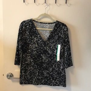 Merona Black and Gray Patterned Blouse